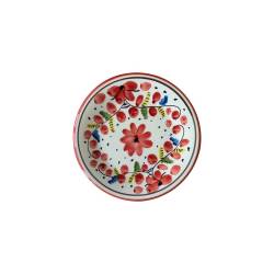 Maritime Sorrento white porcelain coupe bottom plate with red flowers cm 22