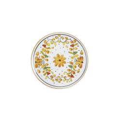 Maritime Venice white porcelain coupe bottom plate with yellow flowers cm 22