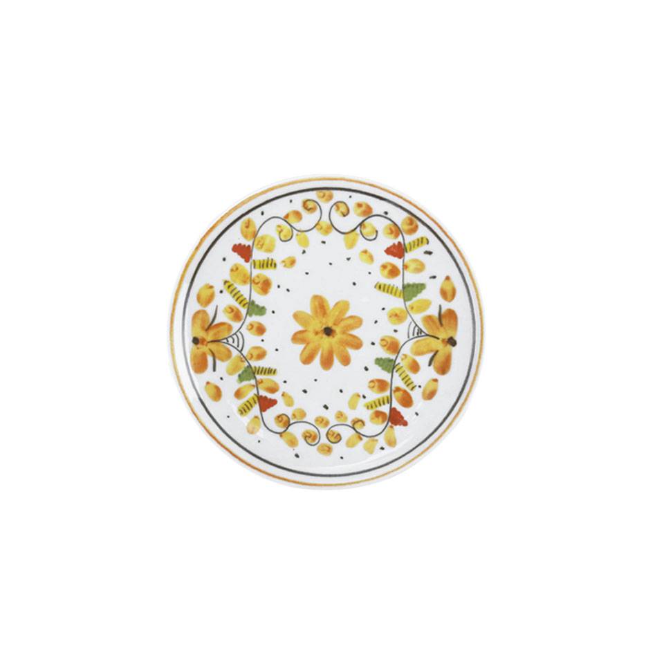 Maritime Venice white porcelain coupe bottom plate with yellow flowers cm 22