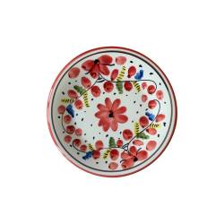 Maritime Sorrento white porcelain flat plate with red flowers cm 28