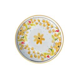 Maritime Venezia white porcelain flat plate with yellow flowers cm 28