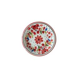 Maritime Sorrento white porcelain flat plate with red flowers cm 21