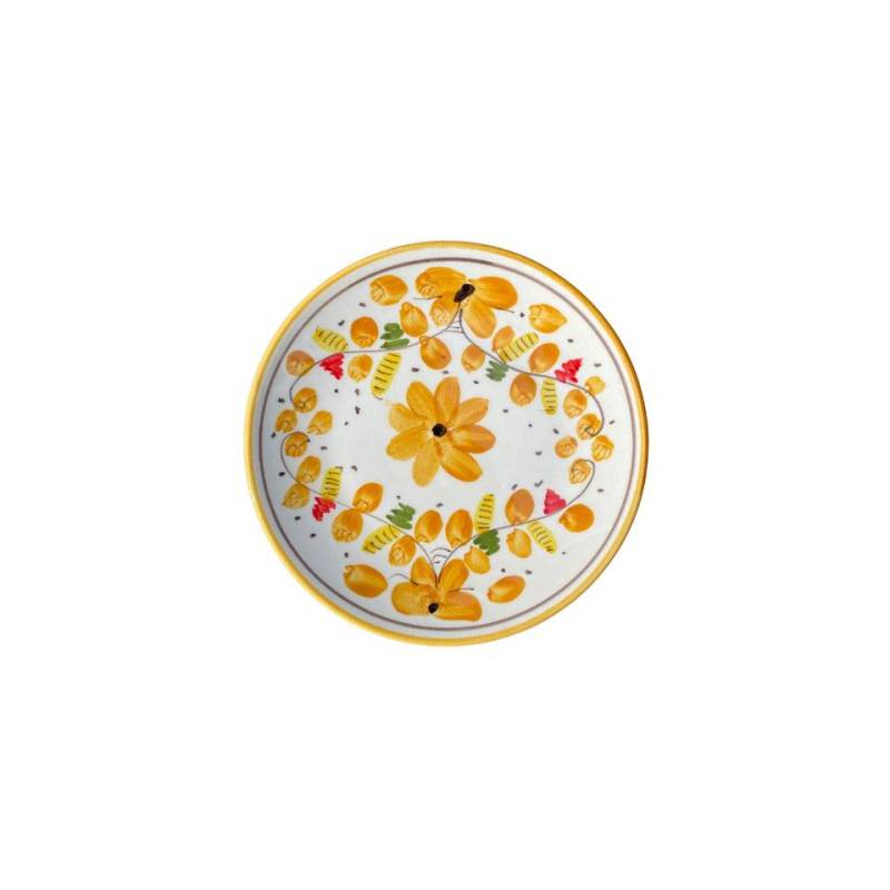 Maritime Venezia white porcelain flat plate with yellow flowers cm 21
