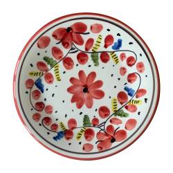 Maritime Sorrento pizza plate in white porcelain with red flowers cm 33