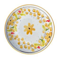 Piatto pizza Maritime Venezia in porcellana bianca con fiori gialli cm 33