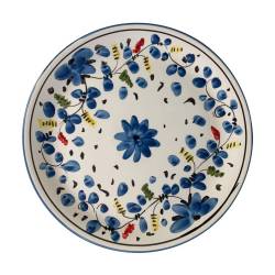 Piatto pizza Maritime Capri in porcellana bianca con fiori blu cm 33