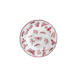 Sonia Pink white and pink porcelain soup plate with butterfly decoration cm 22
