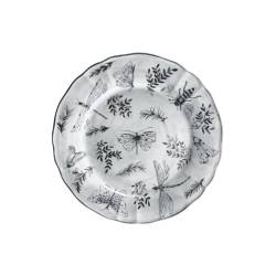 Sonia Black white and black porcelain flat plate with butterfly decoration cm 28