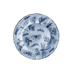 Sonia Blue blue and white porcelain flat plate with butterfly decoration cm 28