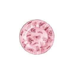 Piatto piano Sonia Pink in porcellana bianca e rosa con decoro farfalle cm 22