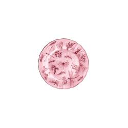 Piatto piano Sonia Pink in porcellana bianca e rosa con decoro farfalle cm 17