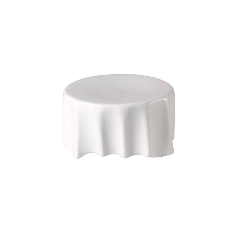 White porcelain pleated round podium riser cm 7.5