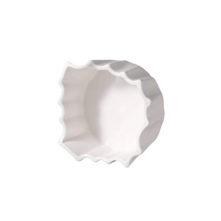 White porcelain pleated round podium riser cm 7.5