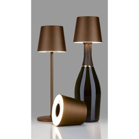 One Light Stem wiederaufladbarer LED-Lampenschirm bronze