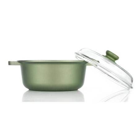 Dr. Green Risolì medium casserole 2 handles with lid in non-stick aluminum for induction cm 24