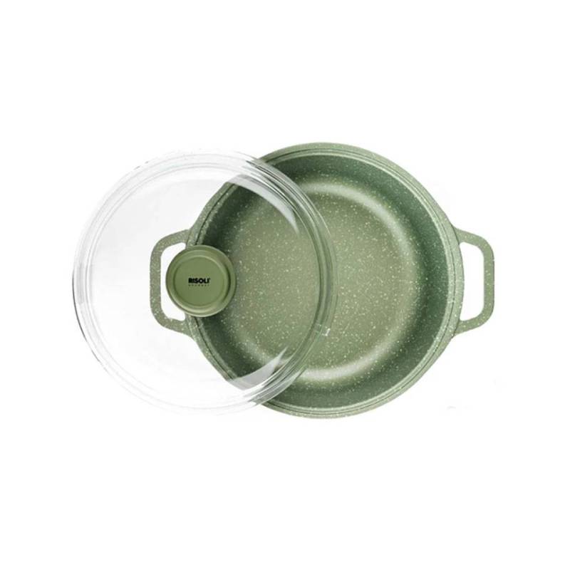 Dr. Green Risolì medium casserole 2 handles with lid in non-stick aluminum for induction cm 24