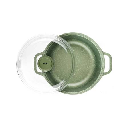 Dr. Green Risolì medium casserole 2 handles with lid in non-stick aluminum for induction cm 24