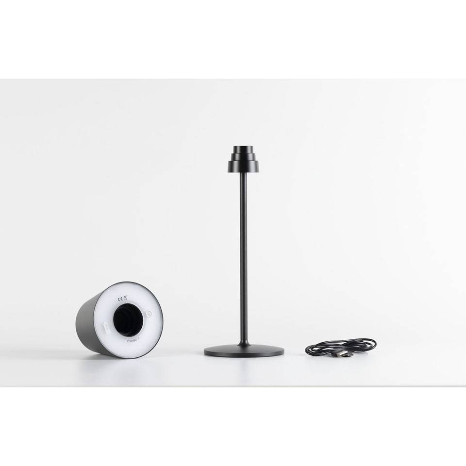 One Light Stem wiederaufladbarer LED-Lampenschirm schwarz