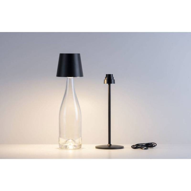 One Light Stem wiederaufladbarer LED-Lampenschirm schwarz
