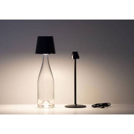 One Light Stem wiederaufladbarer LED-Lampenschirm schwarz