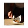 Organic Gochi Uncle appetizer saucer in matt white porcelain 14.5x9.2 cm