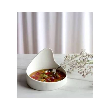 Organic Gochi Uncle appetizer saucer in matt white porcelain 14.5x9.2 cm