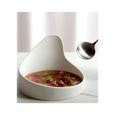 Organic Gochi Uncle appetizer saucer in matt white porcelain 14.5x9.2 cm