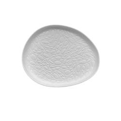 Piatto piano Organic Rex L in porcellana bianca cm 29,5x24x2,5