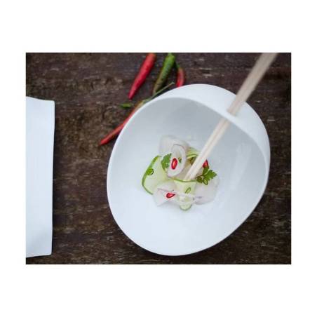 Organic Jomon L cup in matt white porcelain and glaze cm 18x14x9