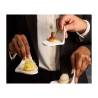 Organic Gochi Puppy appetizer saucer in matt white porcelain cm 10x9.5x7