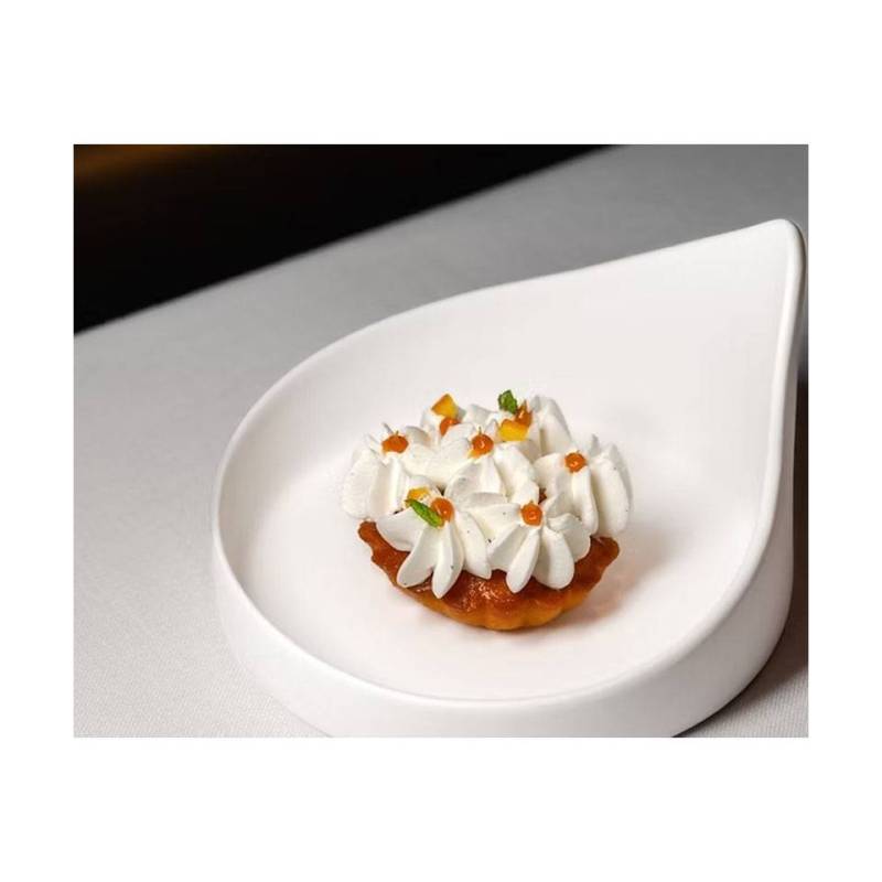 Organic Gochi Uncle appetizer saucer in matt white porcelain 14.5x9.2 cm