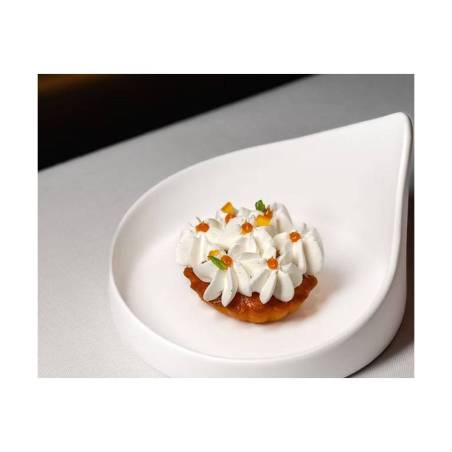 Organic Gochi Uncle appetizer saucer in matt white porcelain 14.5x9.2 cm