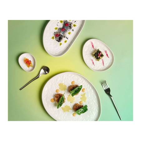 Organic Rex L white porcelain flat plate 29.5x24x2.5 cm