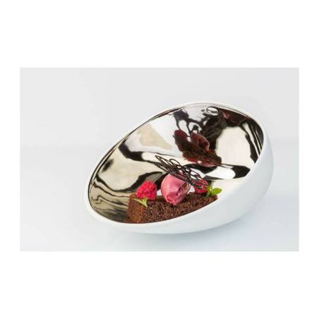 Coppetta Organic Jomon Mini Silver in porcellana bianca e argento cm 10x8x5