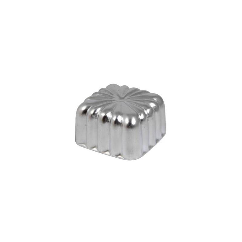 Square festooned aluminum pudding mold 7 cm