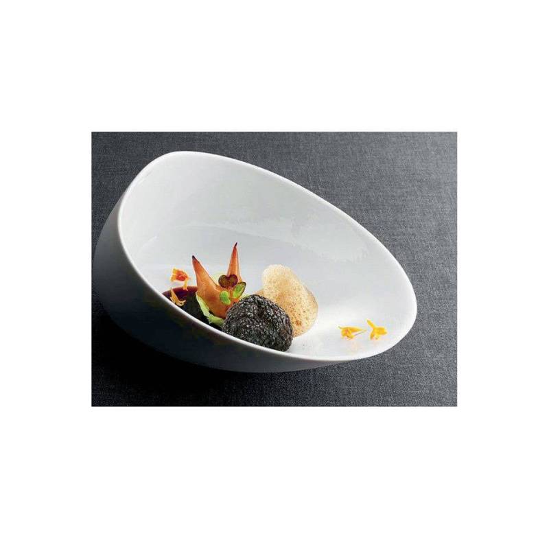 Coppetta Organic Jomon L in porcellana bianca matt e glaze cm 18x14x9