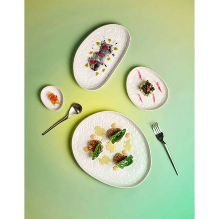 Plato llano Organic Rex L de porcelana blanca 29,5x24x2,5 cm