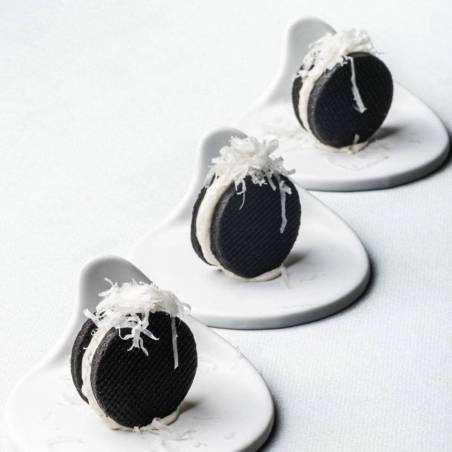 Piattino appetizer tondo Gochi Baby in porcellana bianca matt cm 8,5x4