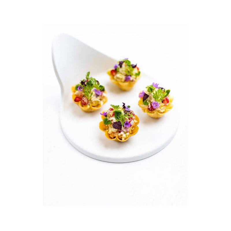 Piattino appetizer tondo Gochi Baby in porcellana bianca matt cm 8,5x4