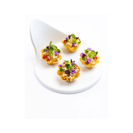 Piattino appetizer tondo Gochi Baby in porcellana bianca matt cm 8,5x4