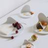 Piattino appetizer tondo Gochi Girl in porcellana bianca matt cm 12,5x7x7