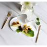 Organic Gochi Twins matt white porcelain appetizer plate 24.5x12x9.7 cm