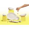 Organic 2 compartment Tears Duo plate in matt white porcelain 34.5x20 cm