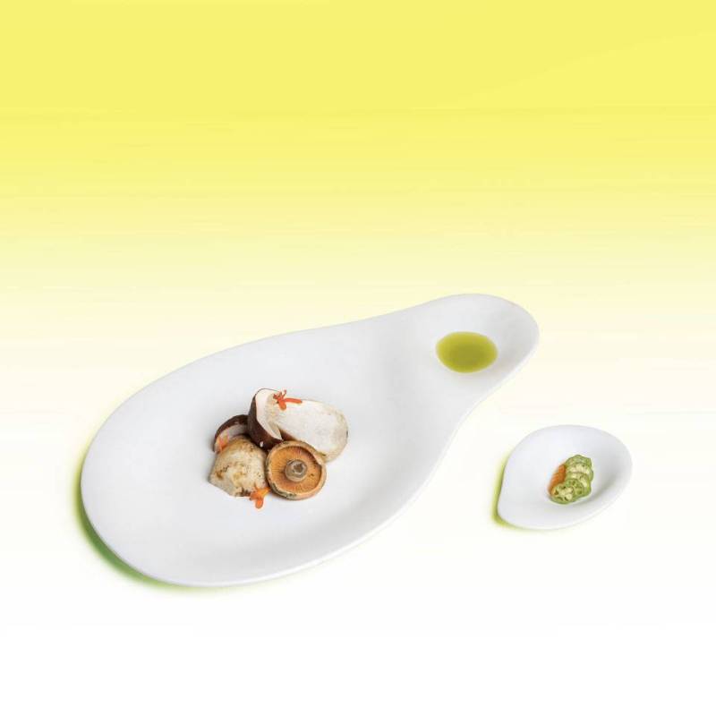 Piatto Organic 2 scomparti Tears Duo in porcellana bianca matt cm 34,5x20
