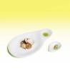 Piatto Organic 2 scomparti Tears Duo in porcellana bianca matt cm 34,5x20