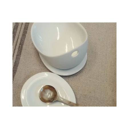 Organic Jo 1 Untertasse aus mattweißem Porzellan 8,8x7,7 cm