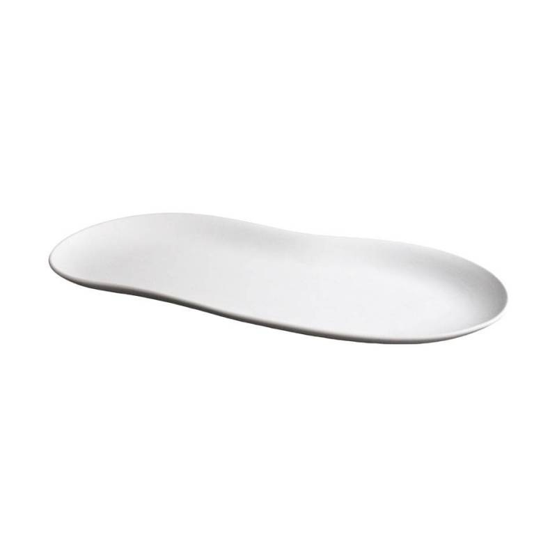 Organic Jelly oval plate in matt white porcelain 37.5x19x2 cm