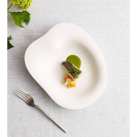 Organic Jelly bottom plate in matt white porcelain cm 25.5x21.5x5.5