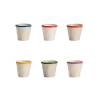 Bicchiere caffè Rim Zafferano in ceramica avorio con rigo di colori assortiti cl 7