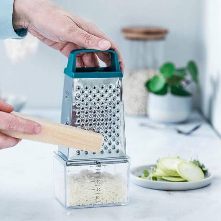 Grattugia 4 facce con contenitore in acciaio inox e plastica